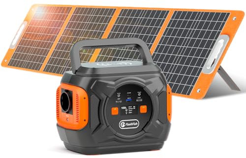 Générateur Électrique avec Panneau Solaire Pliable 100W, Generateur Solaire 292Wh / 80000mAh,Station Électrique Portable 320W, Groupe Éléctrogène Silencieux pour Camping,Urgences