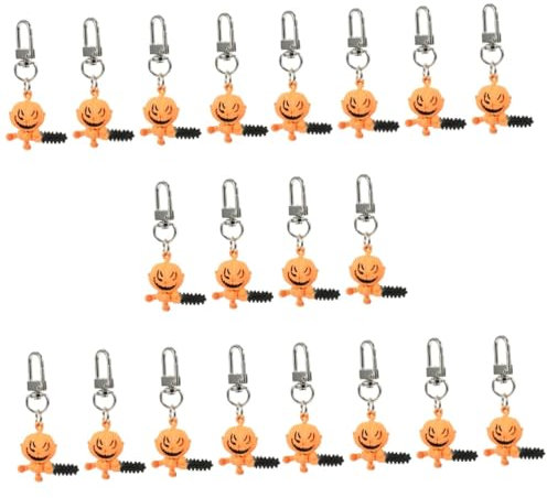 SAFIGLE 20pcs Led Halloween Pumpkin Stack Decorations Keychain Adorns for Festival Keychain Lanterns