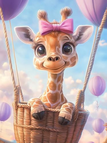 Hoobee 5D DIY Diamond Painting Girafe, Peinture Diamant Animal, Diamant Painting Broderie au Point de Croix Mosaïque Strass Décoration de la Maison 30x40cm-13