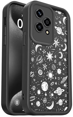 PanXCase Cover Silicone per Honor 200 Lite | Custodia Morbida e Leggera, Protezione Camera, Antiurto, Antigraffio, Retro Concavo Ergonomico, Black,Planets