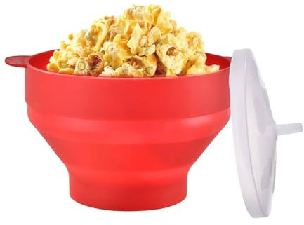 Microwave Popcorn Maker - collapsibles Food-Grade Silicone Popcorn Popper Bowl with Lid, Hot Air Popcorn Popper Bowl, Popcorn Bucket for Kitchen Restaurant