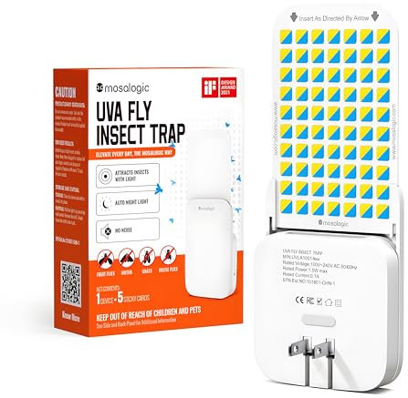 Mosalogic Trappola per mosche da interni, per interni, 600 mqft, superficie di protezione, protezione UVA, per moscerini di frutta, gnat, falena, zanzara e altri insetti volanti