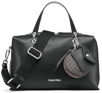 Calvin Klein Damen Cali Satchel, Schwarz/Weiß