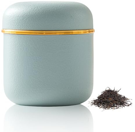 WIYETY Tarro pequeño de cerámica de 160 ml, recipiente para matcha, recipiente de cerámica con tapa, recipiente de cerámica para té, recipiente de sal, bidón, cereales, alimentos en la cocina, azul
