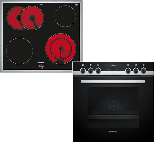 Siemens EQ521KA11, Einbauherd-Set, Made in Germany, Bestehend aus HE517GBS3 Herd, 60 x 60 cm, 3D Heißluft, Hydrolyse & EA64RGNA1E Elektrokochfeld, Bräterzone, powerBoost, Edelstahl Rahmen