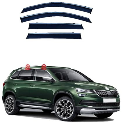 SUNJFY Windabweiser Passend für Skoda Karoq MK1-NU7 2018+, Vorne, Regenabweiser, Aerodynamisch, Einfache Montage, Auto Zubehör