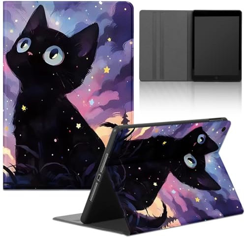 Yimctoie Tablet Coque pour Lenovo Tab M10 FHD Plus 10,3 TB-X606F/TB-X606X,Cuir PU en Silicone Cartoon Anime Kawaii Black Cat Motif Aesthetics Housse avec Fonction de Support Protection Cover,Cute