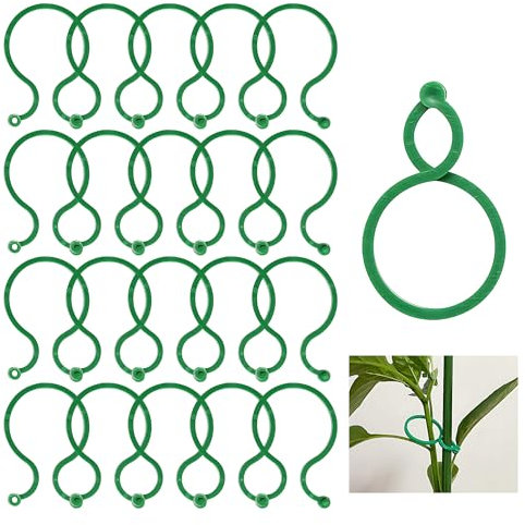 Plant Ties Clips for Outdoor and Indoor Plants, 20PCS Durable & Reusable Green Plant Support Clips for Climbing Plants, Vines, and Stems, Easy to Use Multi-Purpose Garden Clips Ties