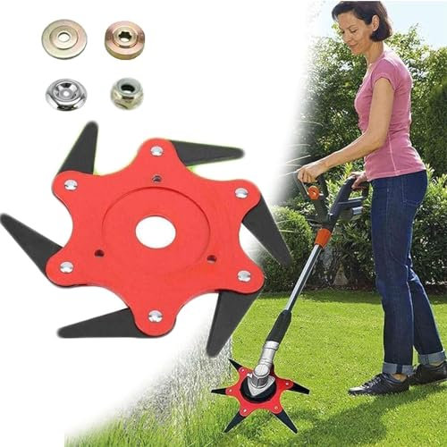 Sherem Razorsharp Trimmer Head, Shirem Razorsharp Trimmer Head, Universal 6 Steel Razors Trimmer Head with Universal Adapter Kit, Lawn Mower Weed Eater Tool Accessoires (1PC)