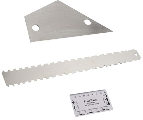 MILISTEN 3 Stück Gitarren Messwerkzeug Teilig Edelstahl Notched Straight Edge für Saitenaktion und Halsnivellierung Kompakt Robust Geeignet für Gitarre Bass Akustik und Folk Gitarren