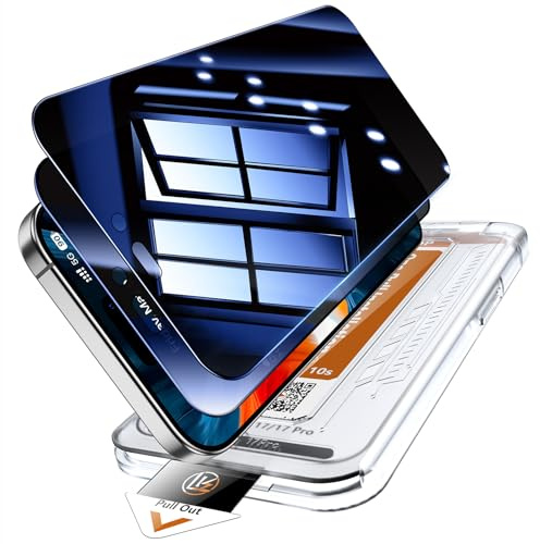 LK für iPhone 17 Pro für Panzerglas Sichtschutz | [Auto-Installation] 0 Staub & Blasen, 9H Härte Bruchsicher Kratzfest Sichtschutzglas, Anti-Fingerabdruck, 2 Stück, Schwarz