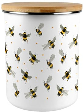 Scattered Bees Canister - Bumblebee Large Enamel Home & Kitchen Storage Container/Gifts for Bee Lovers