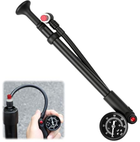 Federgabel Dämpferpumpe, Hochdruck Stoßpumpe, Hochdruck Dämpferpumpe Fahrrad 300 PSI, Luftgabel-Stoßdämpfer, Federgabelpumpe mit Manometer & Entlüftung, Bike Pump für MTB/Rennrad Gabel & Stoßdämpfer