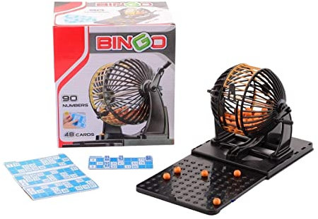 Thomas & Anca Club Supplies Ltd Family Bingo Lotto Numbers Machine Game 90 Number 24 Cards Bingo 6 Cage Bingo Cage Bingo Gift