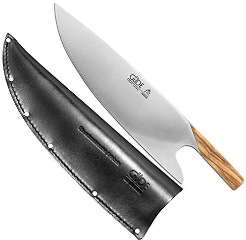 Güde Kochmesser 26 cm Präsentset The Knife OLIVE G-X888/26 - mit Olivenholz Griff + passender Lederscheide
