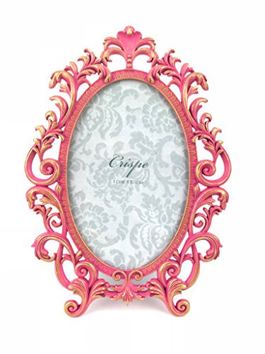 Crispe Bilderrahmen Rijeka im Antik-Look in Pink mit antikgoldenen Verzierungen, aus hochwertigem Metall gegossen, Bildausschnitt 10 x 15 cm - Größe 22 x 15,5 x 2 cm Rahmen Bild Foto Barock