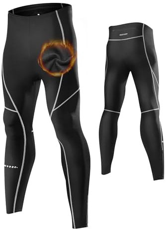 INBIKE Laufhose Kompressionshose Herren Damen Lang Winter Warm Gefüttert Lauflegging Sport Leggings Runninghose für Laufen Jogging Trainings Schwarz&Grau XXL
