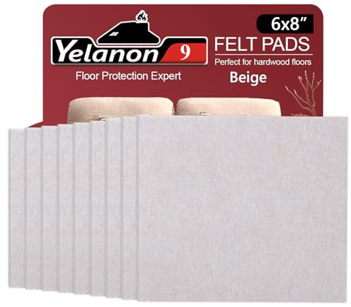Yelanon Felt Furniture Pads 9 Pieces 15 x 20cm Furniture Pads Self Adhesive, Cuttable Felt Chair Pads, Anti Scratch Floor Protectors for Furniture Legs Furniture Couch Felt Feet Hardwood Floor, Beige