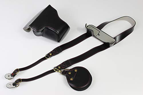 Zakao Étui pour appareil photo Fuji X-A7 en cuir PU avec ouverture par le bas pour Fujifilm Fuji X-A7 XA7 Objectif 15-45 mm avec bandoulière et mini sac (Noir)