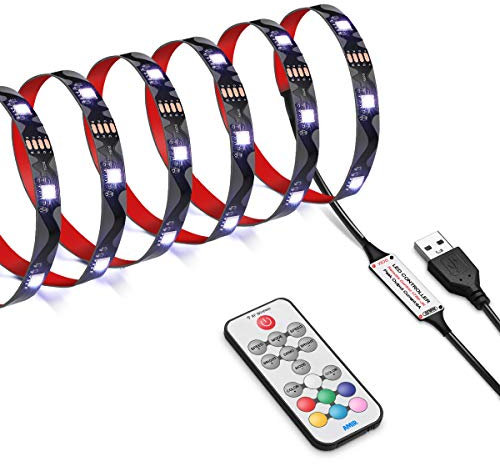 AMIR LED Streifen, 2.5M 75LEDs LED Strip 5050 RGB Lichterkette, LED Lichtband mit Fernbedienung, 18 Farbwechsel, 21 Modi, Fernseher Beleuchtung für TV-Bildschirm, Haus, Weihnachten, Party usw