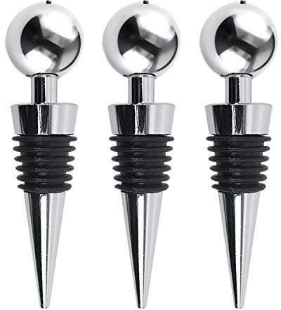 TRIXES Tapones de vino para botellas- Tapones de champán - Paquete de 3 tapones de botellas de acero inoxidable selladores - Accesorios de cocina - Accesorios de barra - Selladores de vacío