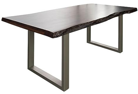 MASSIVMOEBEL24.DE Baumtisch Akazie 180x90x77 braun lackiert/U-Beine Silber matt Freeform 5