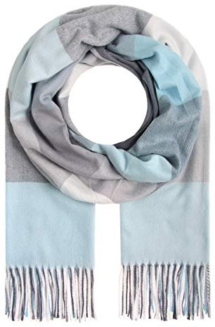Majea Damen Winterschal - Karo Muster, hellblau Damen Artikel-Nr.441436
