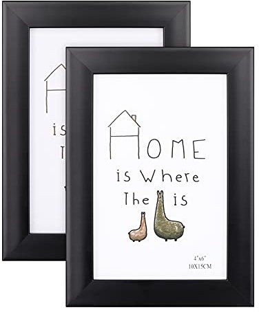 Bigqin Marco de fotos de 15 x 20 cm, juego de marcos de fotos decorativos con soporte y gancho para certificados de dibujo de fotos, rompecabezas, sala de estar, 2 unidades, negro