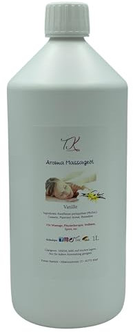 1L Aroma Massageöl - Vanille für Massage, Physiotherapie, Wellness uvm., Artzneimittel Qualität (1L, Vanille)
