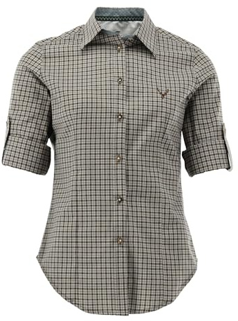 OS Trachten Damen Bluse Langarm Trachtenbluse mit Liegekragen Prami
