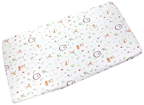 TupTam Baby Spannbettlaken Kinder Spannbetttuch für Babybett Kinderbett Gemustert, Farbe: Lichtung/Rehe, Größe: 90 x 200 cm