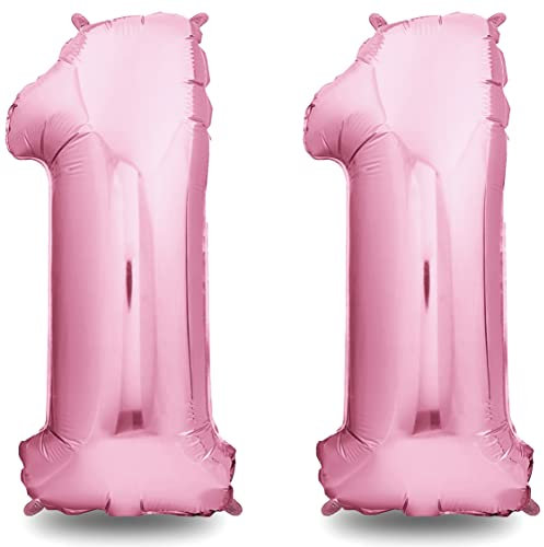 envami® Geburtstagsdeko Mädchen 11 Jahre XXL - 11 Geburtstag Deko Rosa 101CM - Deko 11 - Luftballon 11. Geburtstag Mädchen - Folienballon 11
