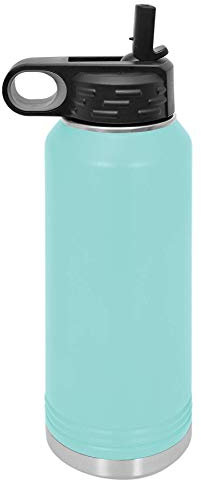 Polar Camel Wasserflasche aus Edelstahl mit Klappdeckel und Strohhalm, 900 ml, Blaugrün