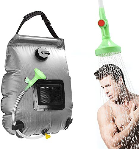 Solar-Duschtasche, Solarheizung, Camping-Duschtasche, 20 l, mit abnehmbarem Schlauch und An-Aus-schaltbarem Duschkopf, für Outdoor-Reisen/Klettern/Wandern/Strand/Schwimmen
