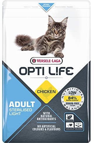 VERSELE LAGA - Opti Life - Trockenfutter Sterilisierte Katzen Adult Sterilised/Light - Ohne Getreide - Mit Huhn - 2,5kg