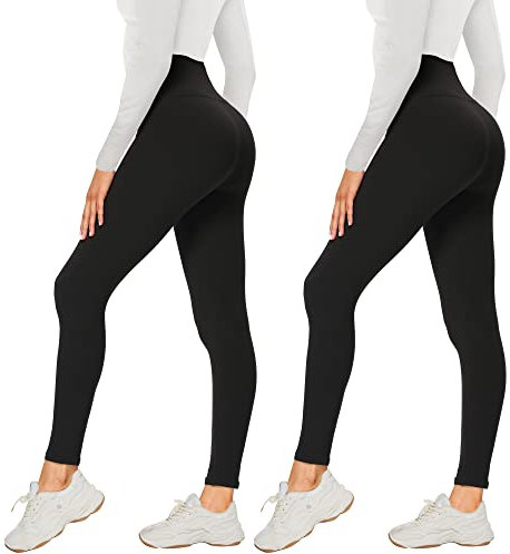 AMIYOYO Leggings Damen 2er Pack Sporthose Fahrradhose High Waist Leggins Blickdicht Elastische Weiche Bauchweg Hosen für Yoga Fitness Outdoor Freizeit