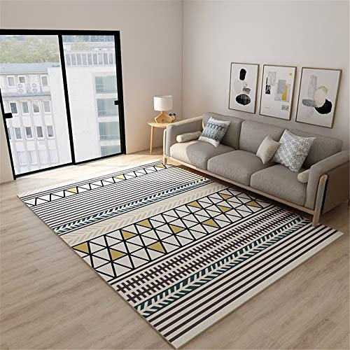 Waschbarer Teppich Wohnzimmer grau webteppich Pastell deko Wohnzimmerteppich Gelb Dreieck Streifen Moderner strapazierfähiger Teppich Weich 80X120CM Teppich Oudoor Teppich Mädchen Jugendzimmer