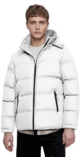 Herren Puffer Jacke Wasserabweisend Isolierte Daunen Alternative Oberbekleidung Mäntel, Weiss/opulenter Garten, Medium