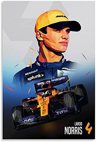 Poster Und Gedruckte Lando Norris Talent F1 Race Driver Art Poster für Familiendekoration Leinwand Malerei Wandkunst Bilder 23.6x35.4(60x90cm) Kein Rahmen