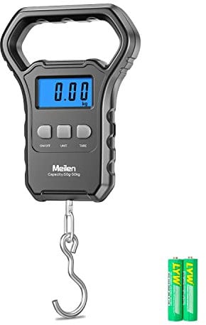 Meilen Fischwaage, 110lb/50kg Gepäckwaage Hängewaage Angelwaage mit Beleuchtetem LCD-Display, Gepäckwaage für Koffer mit Großem Griff, Digitale Postwaage Angeln Geschenke für Männer