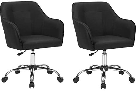 SONGMICS Homeoffice Stuhl, 2er Set, Drehstuhl, Schreibtischstuhl, höhenverstellbar, bis 110 kg belastbar, atmungsaktiver Stoff, für Arbeitszimmer, Schlafzimmer, schwarz OBG919B01