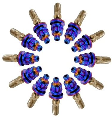 RISON-Titanium 12 Set Juego de Pernos para Colectores de Escape de Titanio M10x1.25x54mm, Prisioneros Roscados con Tuerca de Brida de Sistema de Escape, Tornillos Espárrago para Coche Moto