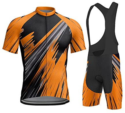 KAISUN Radsport Anzüge Herren Short Trikots+Bib Kurze Hosen Gel Pad 2023 Summer Atmungsaktiv Fahrradtrikot für Rennrad MTB, Kurzarm Radtrikot (Color : TYP-5, Size : XXL)