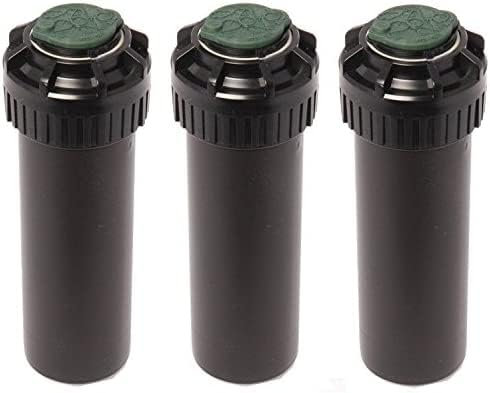 Suinga 3 x Irrigatori Rain Bird 5004 Plus. Portata da 7,6 a 15,2 m. Permette di paralizzare l'irrigazione dal coperchio dell'irrigatore. Filettatura 3/4 Femmina, nero