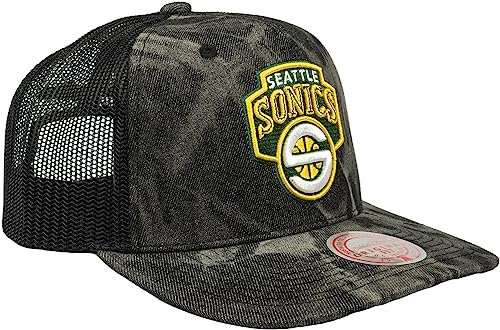Mitchell & Ness Seattle Supersonics Burnt Ends Black Trucker Snapback Cap