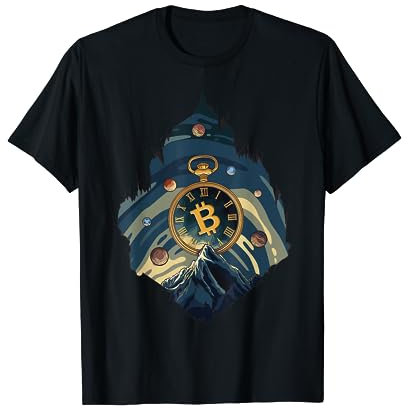 Bitcoin Uhr Berge Planeten Hodler Kryptowährung BTC Logo T-Shirt