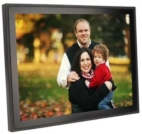 15 Zoll Intelligenter Digitaler Elektronischer Fotorahmen, 1024 * 768 WiFi Digitalfotorahmen, IPS HD Touchscreen Display, mit Uhrzeit Wetter (EU-Stecker)