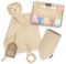 Amari ® Schmusetuch (Beige Löwe) mit Beißring und Lätzchen, Geburt für Junge und Mädchen - Baby Geschenk Neugeborene - Schnuffeltuch Babygeschenke Set zur Babyparty