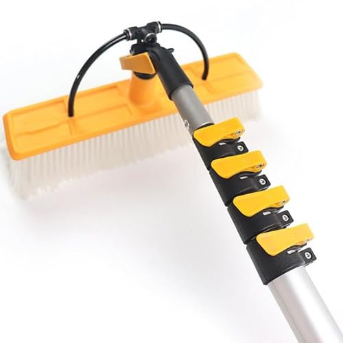 ZAIED Pulosi per Pulizia della Finestra,3,6-12 M Spazzola Alimentata Ad Acqua,Strumento di Apparecchiatura per Lavaggio Esterno Esterno,per Pulire I Pannelli Fotovoltaici E Solari,11.4M