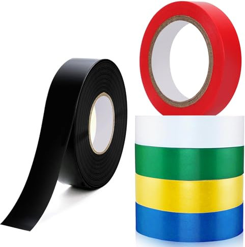 TAIXING 6 Colori Nastro Isolante, Nastro Isolante in PVC Super Appiccicoso, 15 mm x 15 m Impermeabile Nastro Isolante Adesivo Colorato per Isolare fili, Cavi Elettrici e di Telecomunicazione